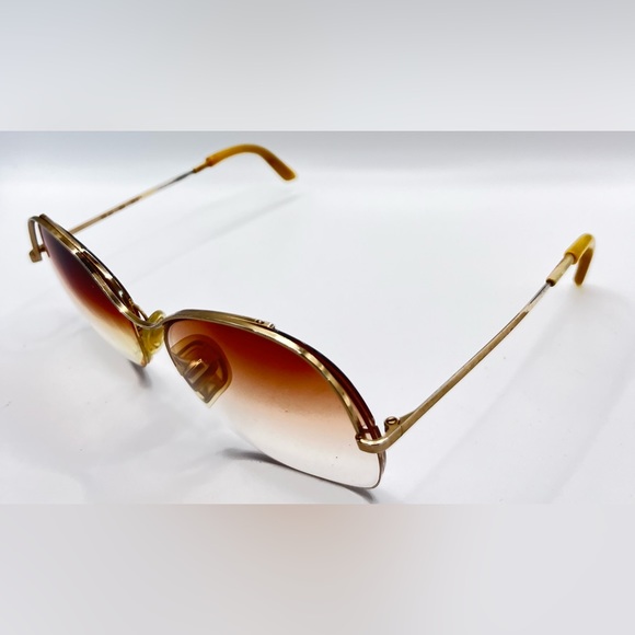 Vintage Logo Paris 110-02 Gold Oval Half-Rim Sunglasses Frames Only - Picture 2 of 8